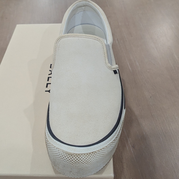 Mens BALLY "Leroy" Suede Distressed Slip On Sneakers Off-White 46 US 13 - Picture 2 of 9